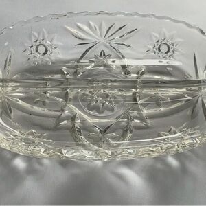 Vintage oval Prescut Handled divided relish dish by Anchor Hocking
